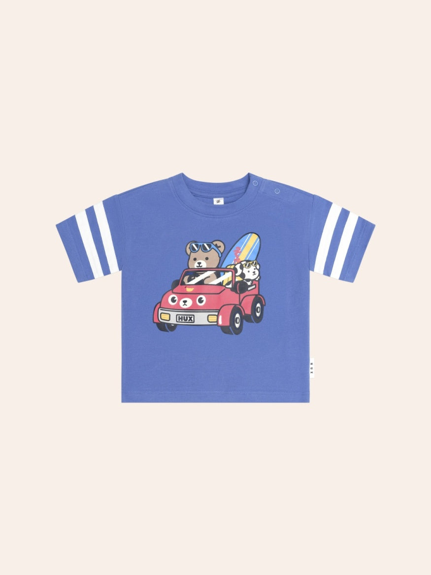 Huxbaby Beach Buggy Sporty Slouchy Tee featuring a relaxed oversized fit, soft fabric, and sporty beach-inspired design for kids.