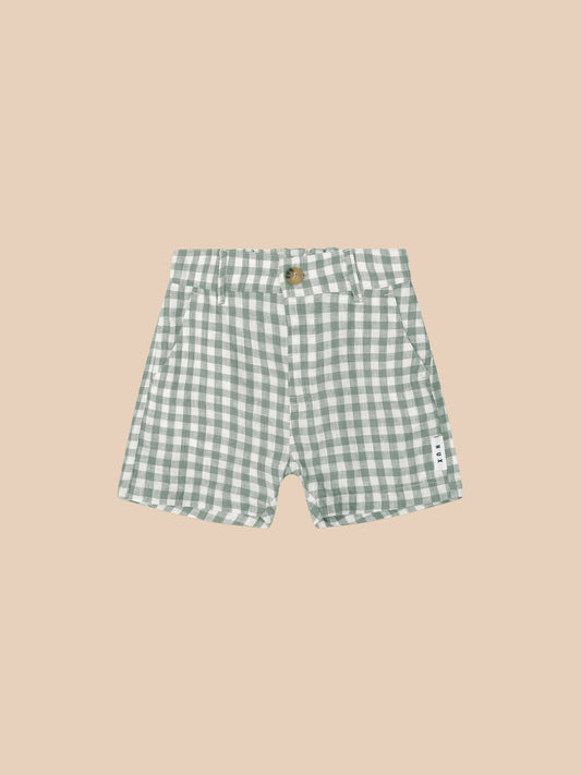 Huxbaby Check Shorts Sage