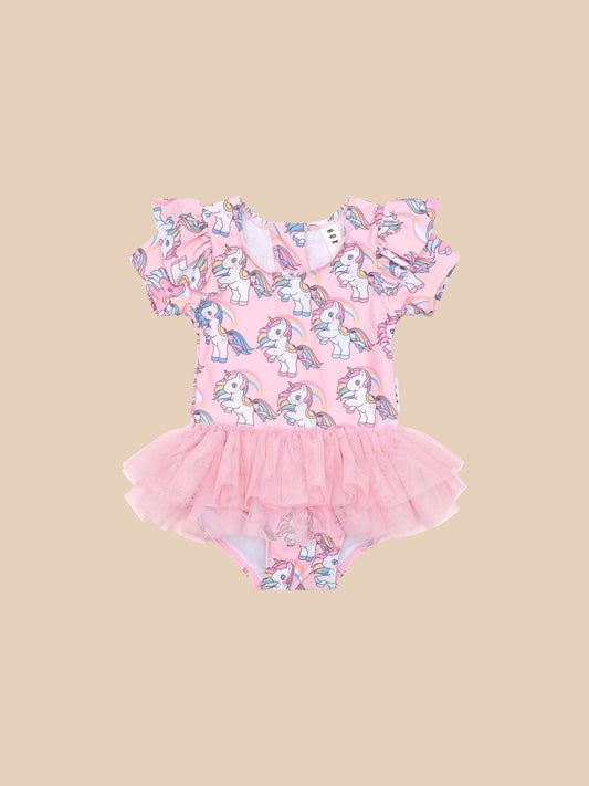 Huxbaby Rainbow Unicorn Frill Ballet Swimsuit