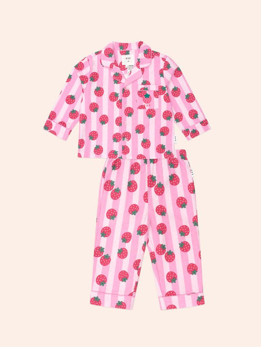 Huxbaby Strawberry Fields Forever Stripe Flannel PJ Set