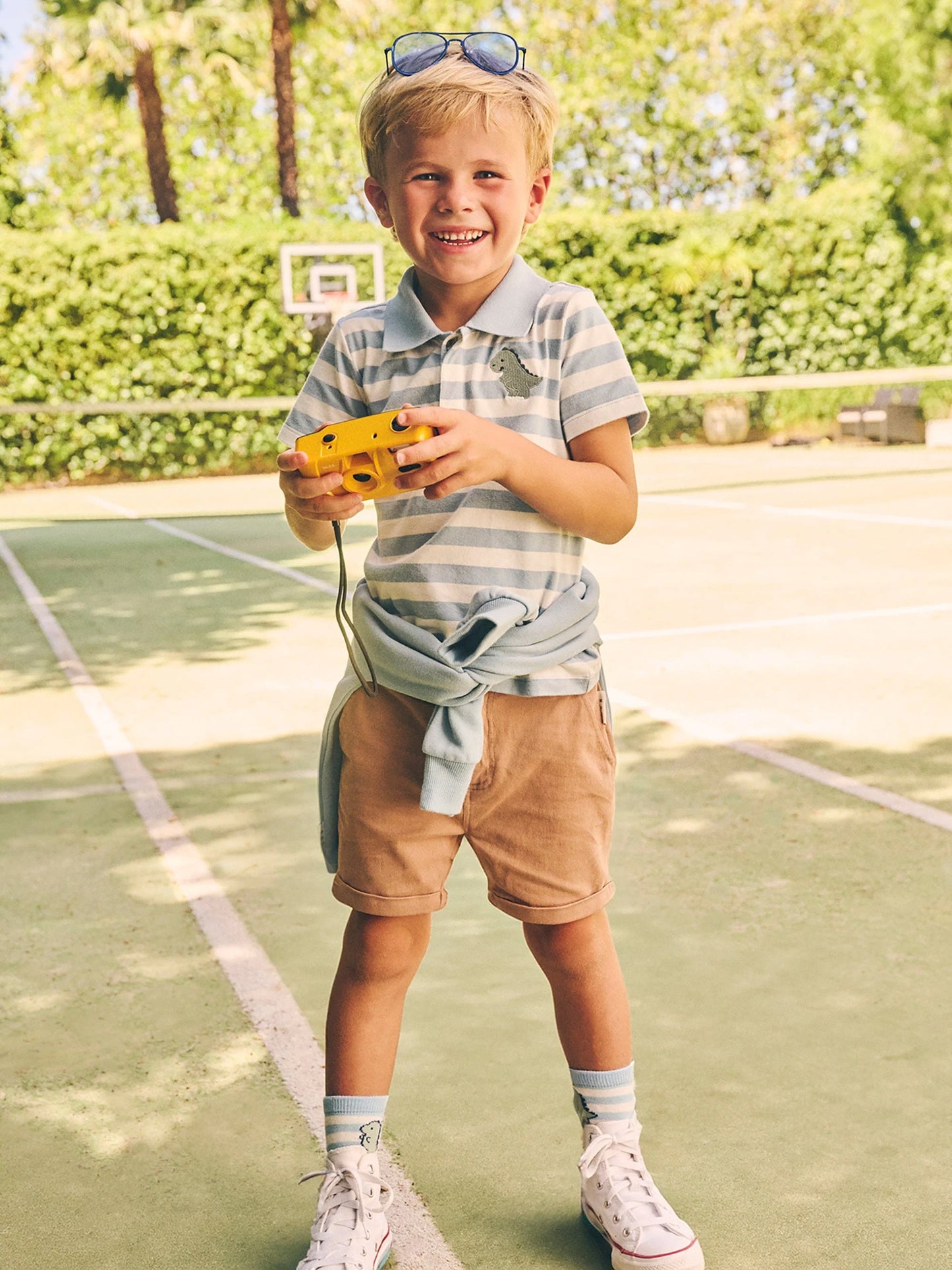 Huxbaby T-Rex Stripe Polo T-Shirt