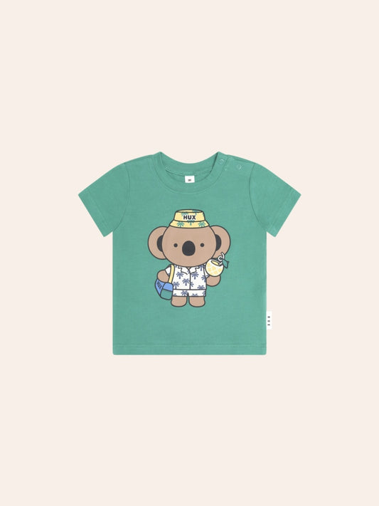 Huxbaby Vacay Kel Tee featuring a soft relaxed fit, lightweight fabric, koala print and casual kids’ t-shirt design for everyday comfort.