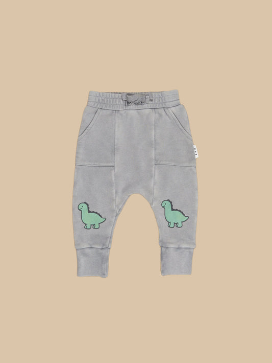 Huxbaby Vintage Grey Dino Drop Crotch Pants