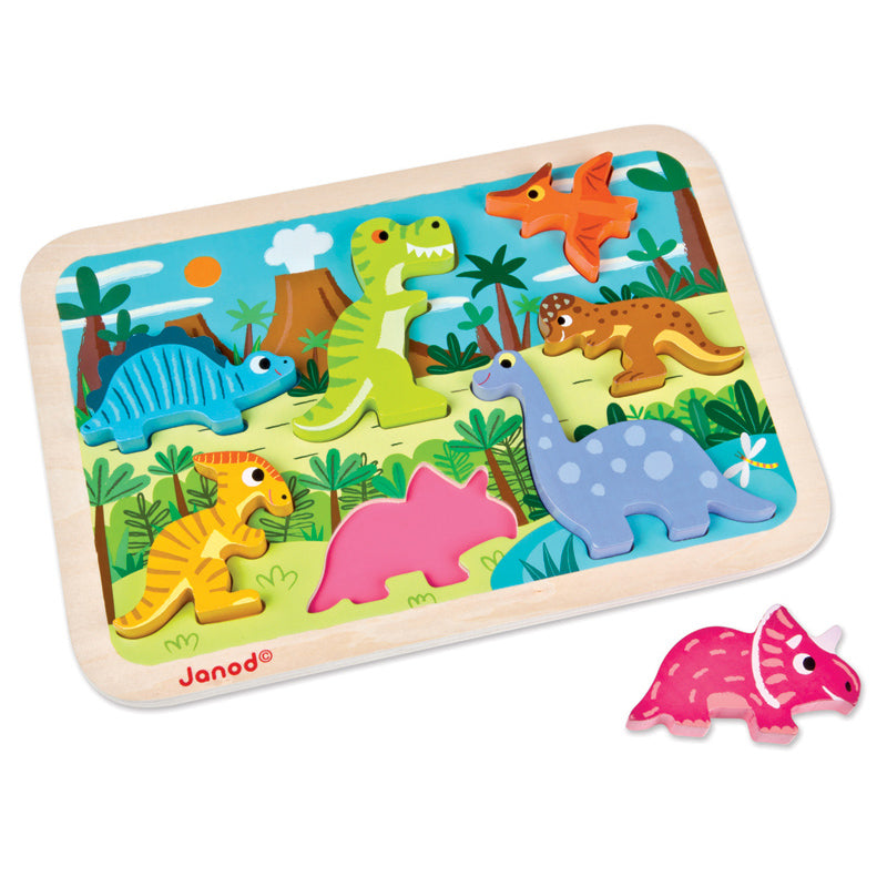 Janod Wooden Puzzle Dinosaurs Chunky