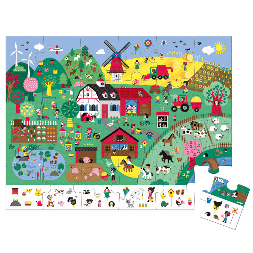 Janod 24pc Jigsaw Puzzle Observation Farm