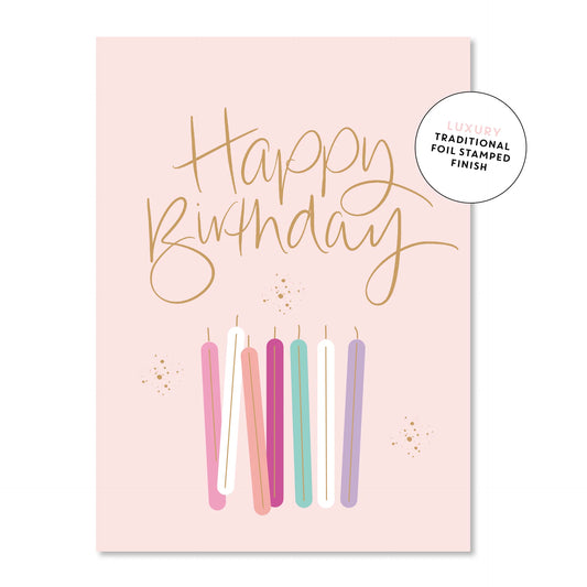 Just Smitten Pretty Pink Candles Birthday Card
