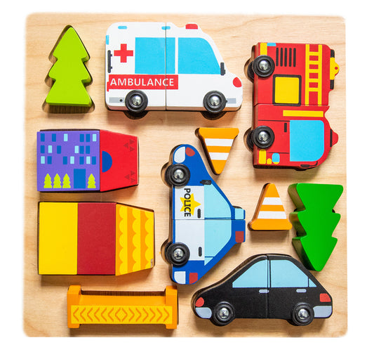 Kiddie Connect Wooden Vehicle Puzzle with Magnets