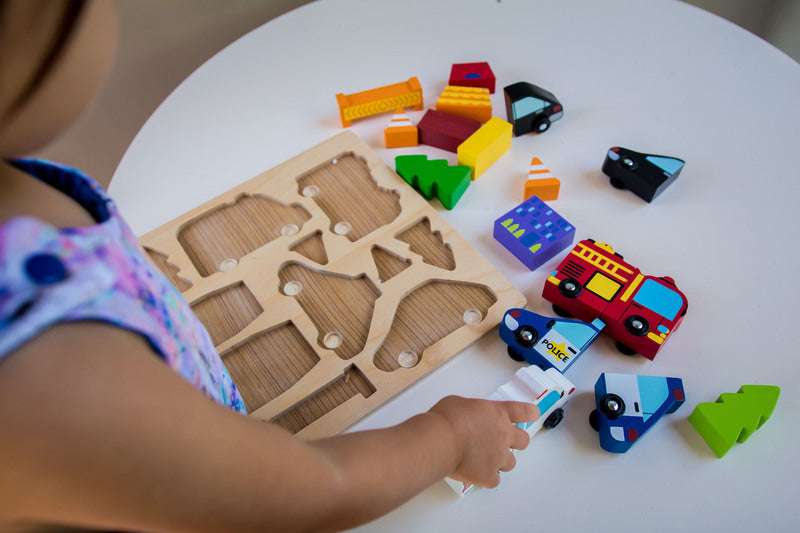 Kiddie Connect Wooden Vehicle Puzzle with Magnets