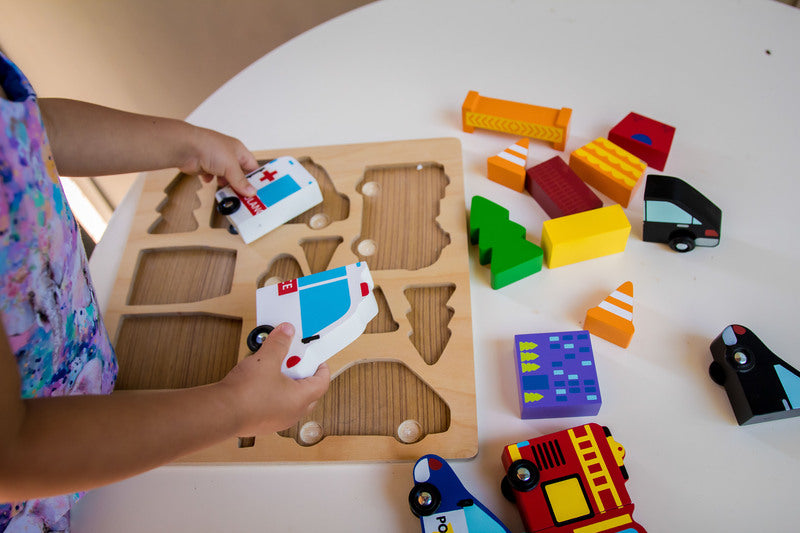 Kiddie Connect Wooden Vehicle Puzzle with Magnets