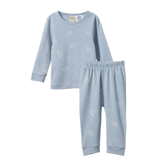 Nature Baby 2pc Long Sleeve Pyjama Set Paper Planes