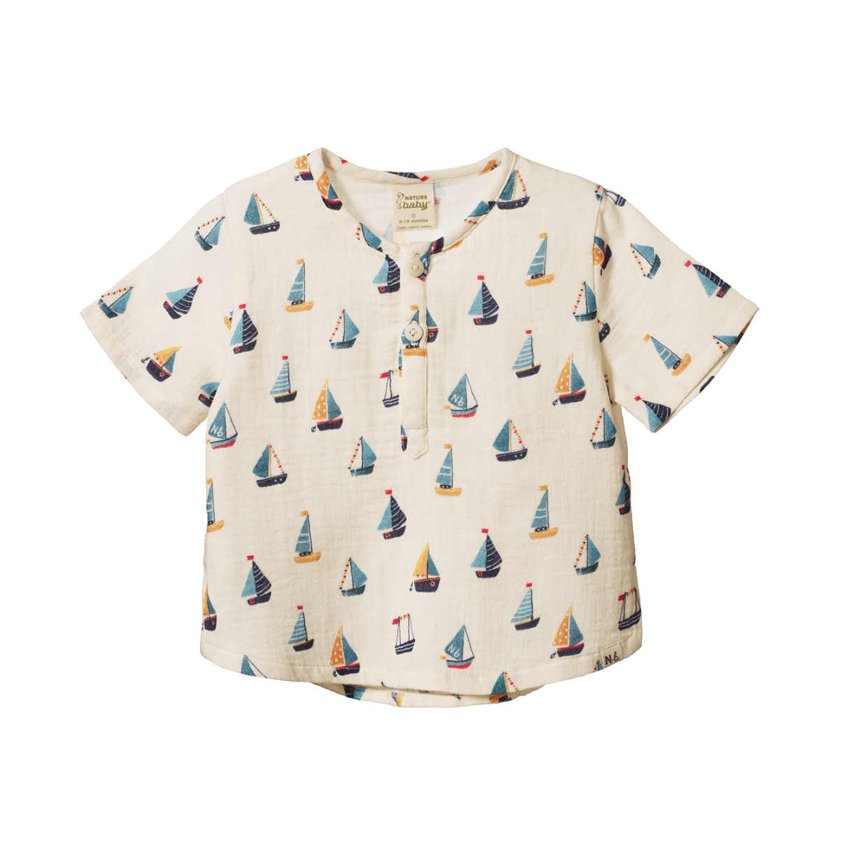 Nature Baby Short Sleeve Caravan Muslin Shirt Regatta Print