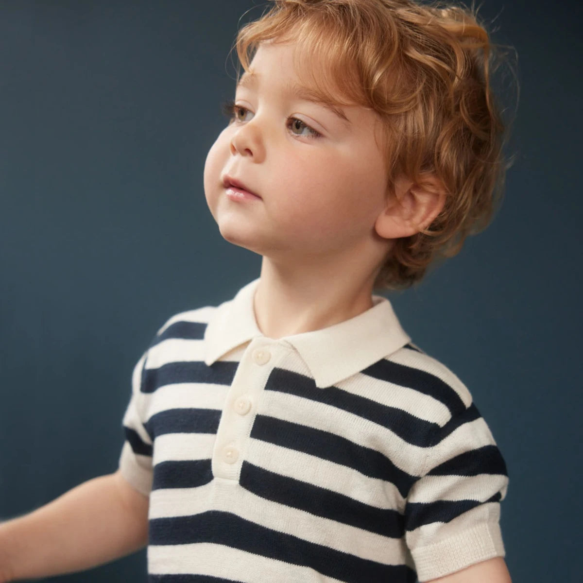 Nature Baby Stevie Polo Navy Bold Stripe