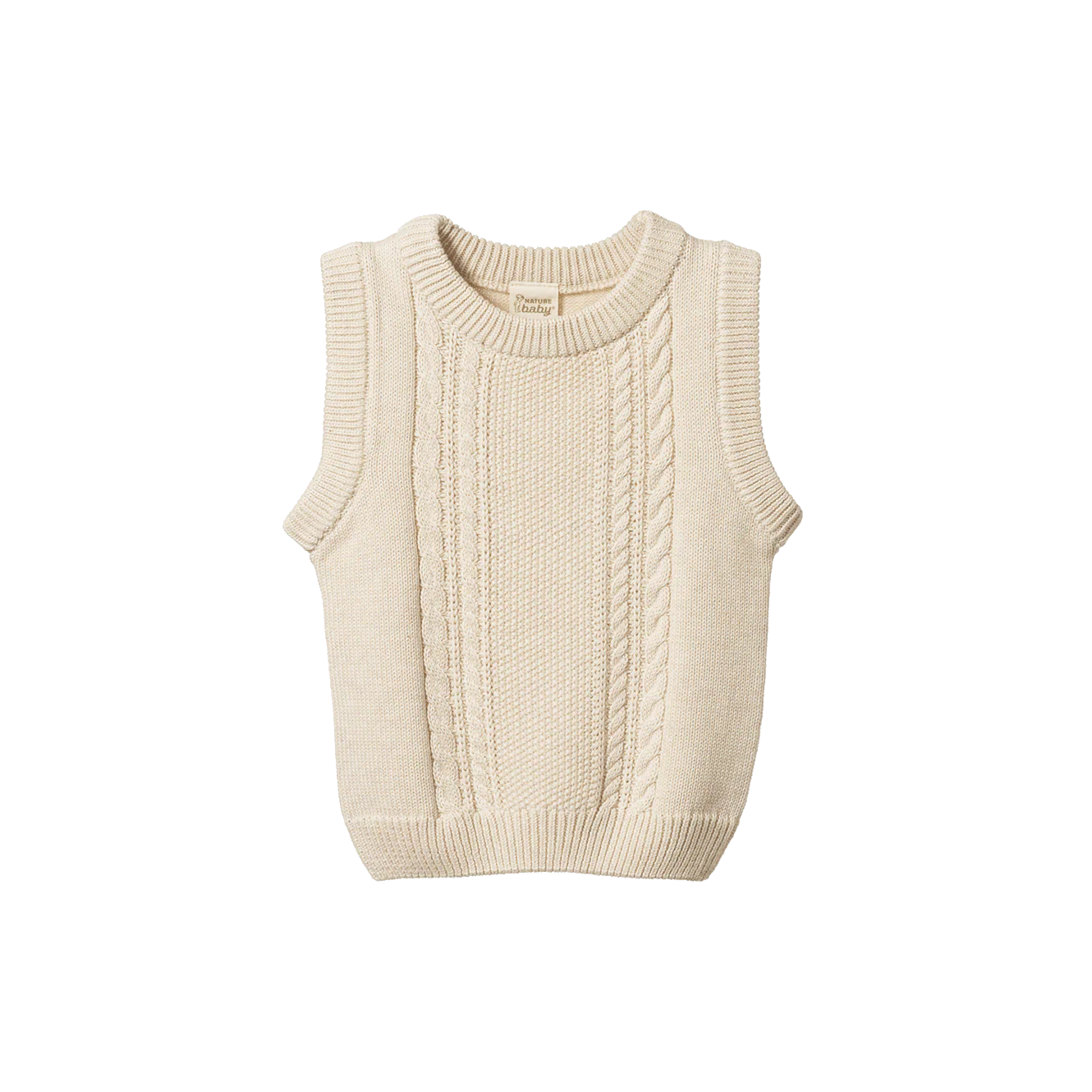 Nature Baby Walter Vest Oatmeal Marl Cable Knit