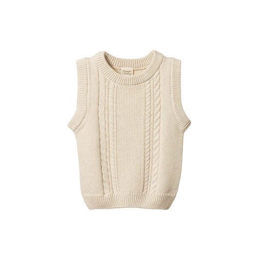 Nature Baby Walter Vest Oatmeal Marl Cable Knit