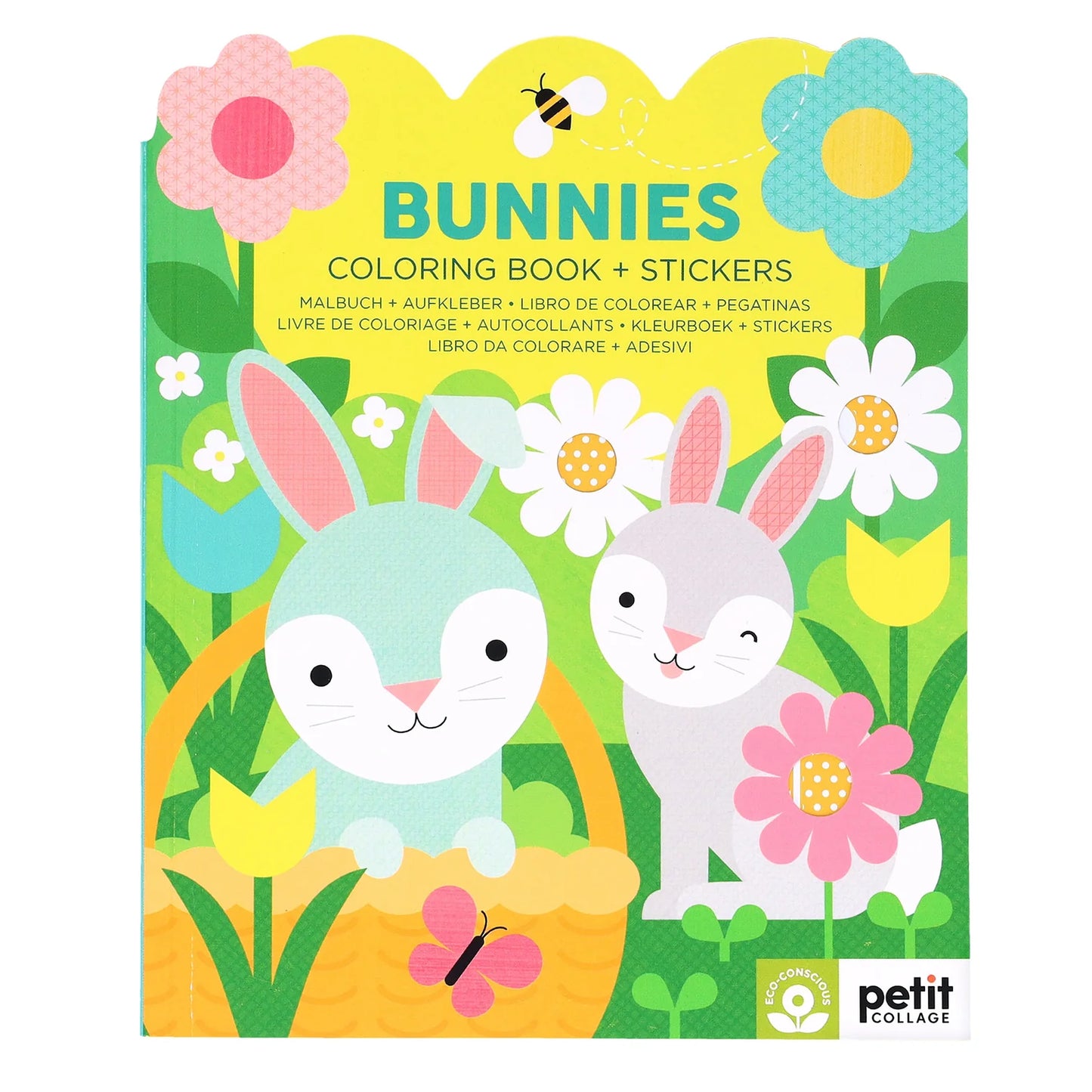 Petit Collage Colouring Book with Stickers Bunnies
