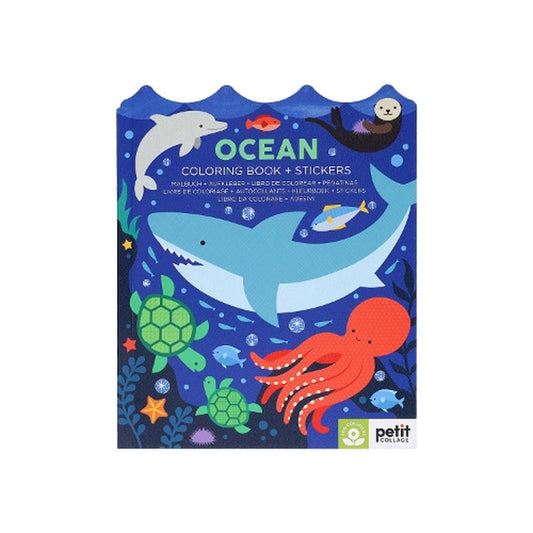 Petit Collage Colouring Book with Stickers Ocean