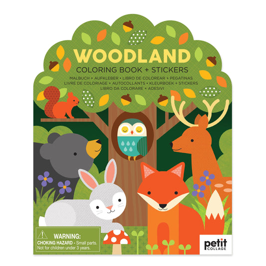 Petit Collage Colouring Book with Stickers Woodland