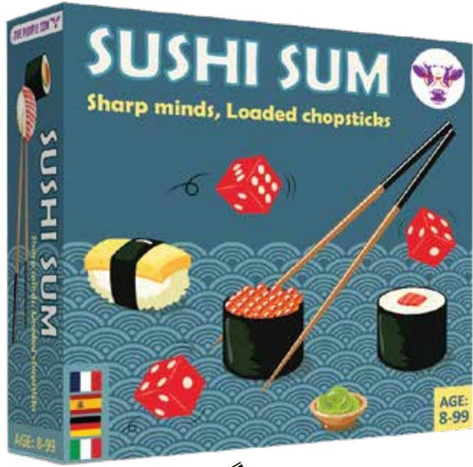 Purple Cow Sushi Sum Game educational maths card game with colourful sushi illustrations