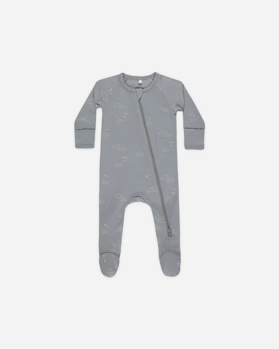 Quincy Mae Zip Long Sleeve Footie Clouds