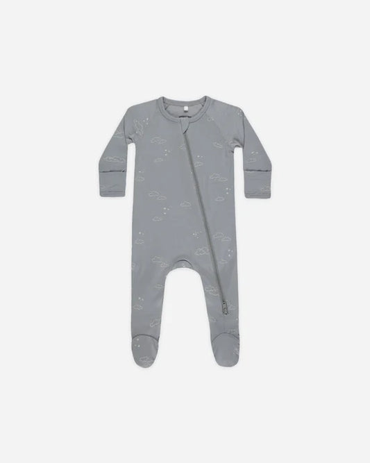 Quincy Mae Zip Long Sleeve Footie Clouds