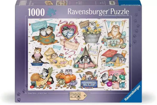 Ravensburger 1000pc Jigsaw Puzzle Crazy Cats Cats Calendar