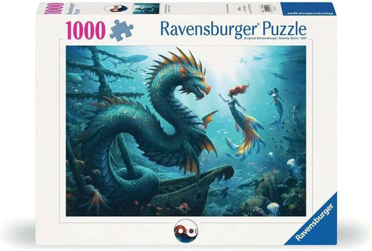 Ravensburger 1000pc Jigsaw Puzzle Enchanted Depths Dragons, Mermaids & Turtles