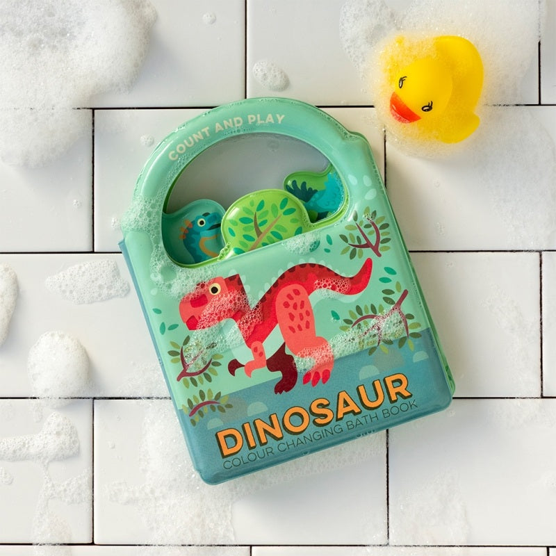 Rex London Dinosaur Colour Changing Bath Book with magical pages that change colour when dipped in water.