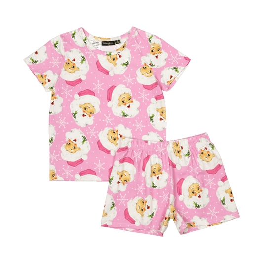 Rock Your Baby Pink Retro Santa PJ Set