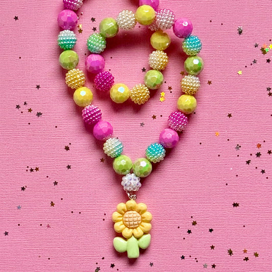 Sweet As Sugar Beaded Necklace Flower