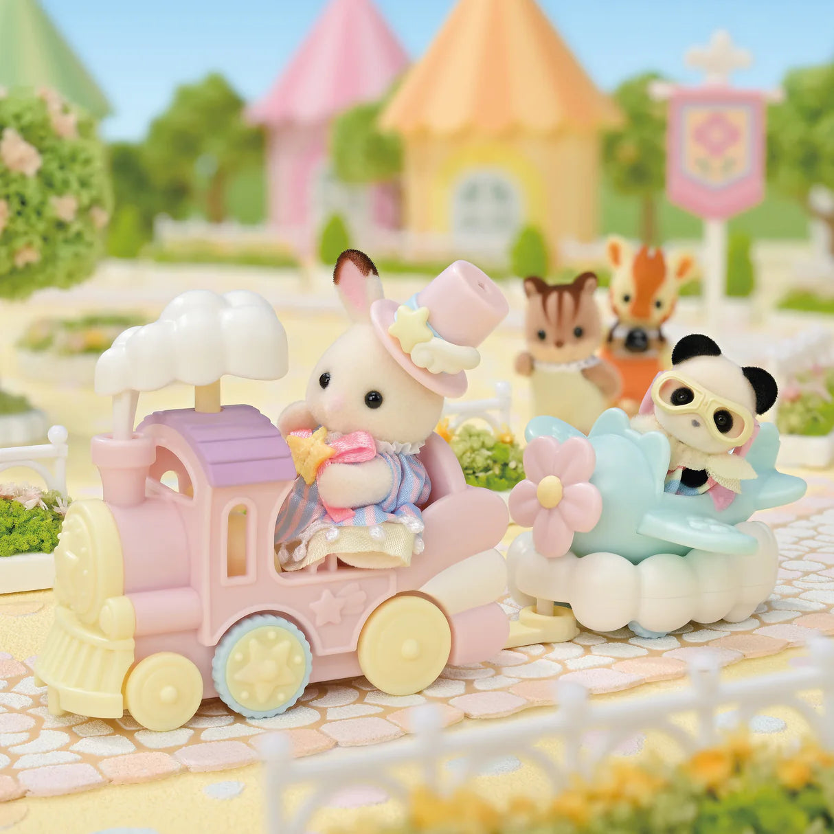Sylvanian Families Amusement Park Ride Set Plane & Train
