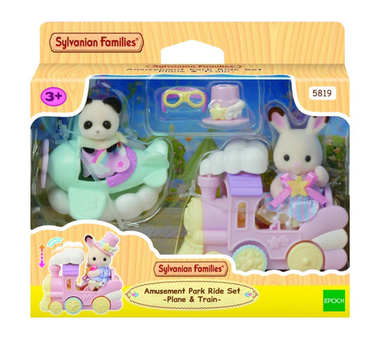 Sylvanian Families Amusement Park Ride Set Plane & Train
