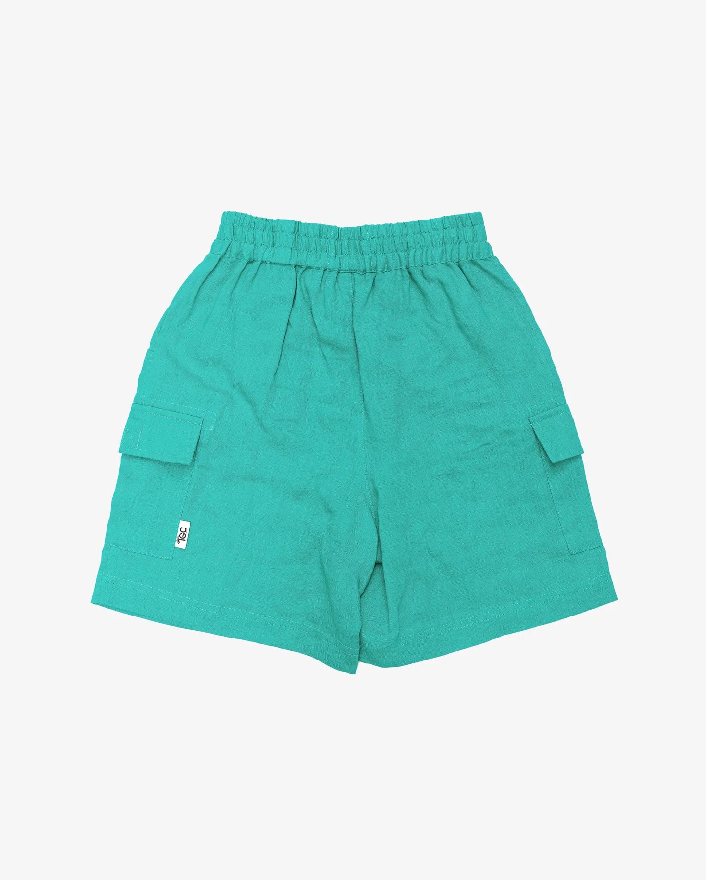 The Girl Club Teal Linen Cargo Shorts