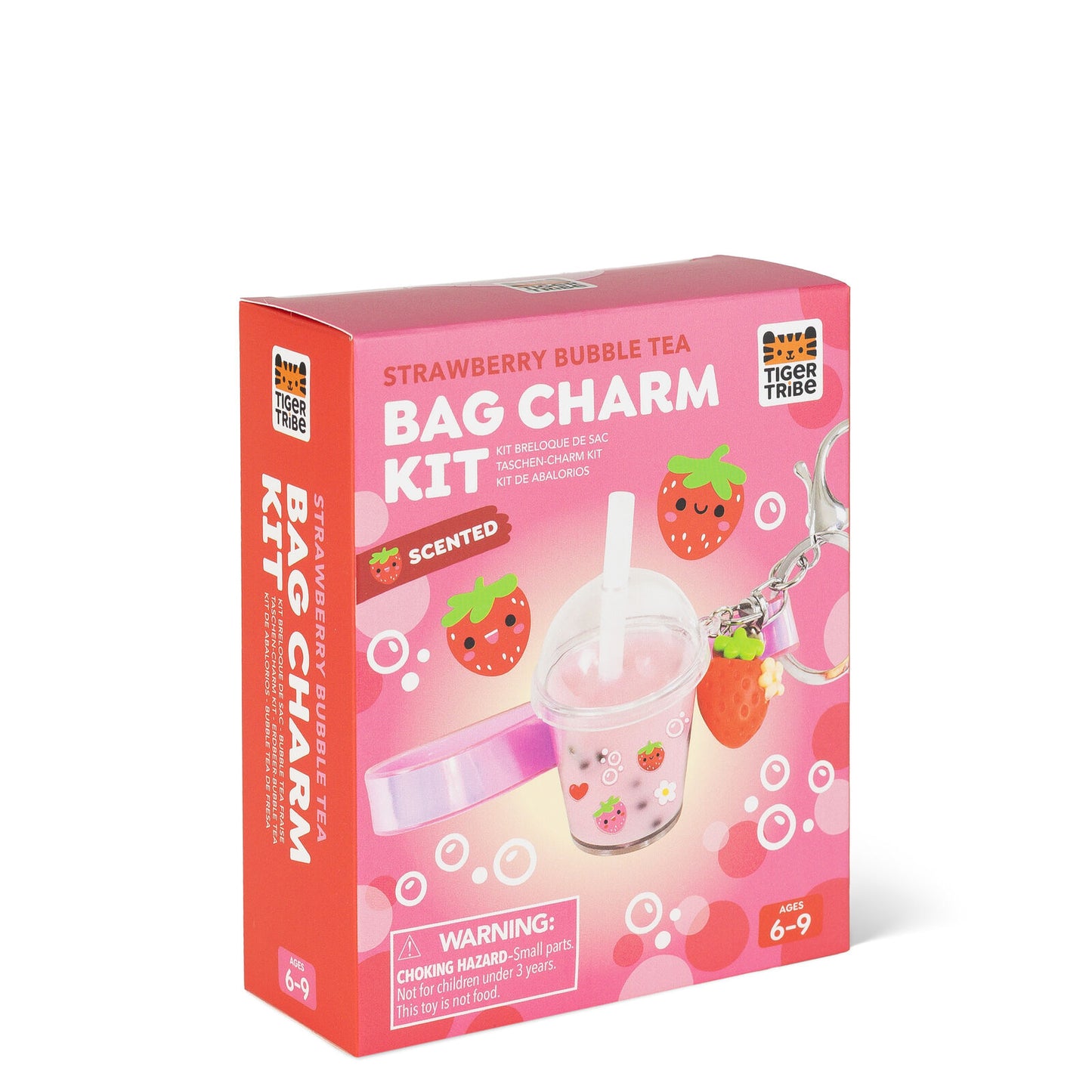 Tiger Tribe Bag Charm Kit - Strawberry Bubble Tea