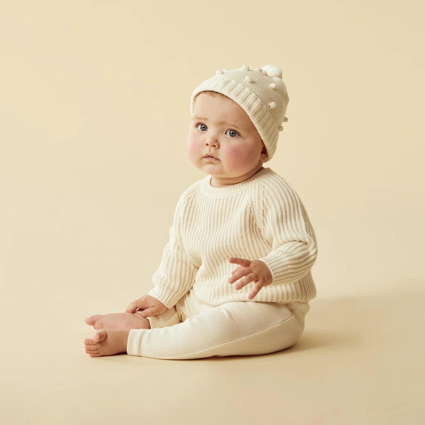 Wilson & Frenchy Knitted Bauble Hat Ecru