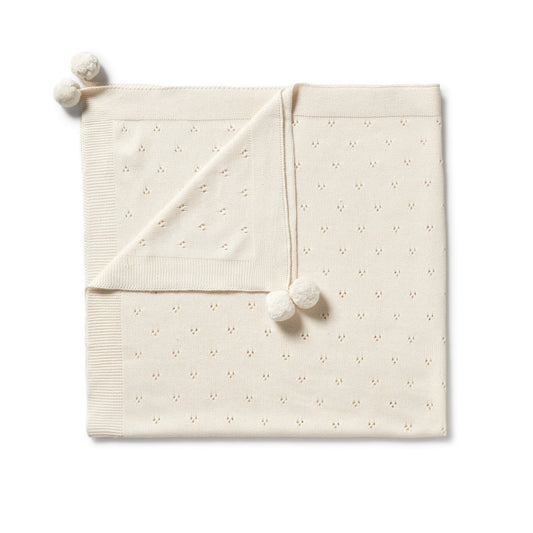 Wilson & Frenchy Knitted Pointelle Blanket Ecru