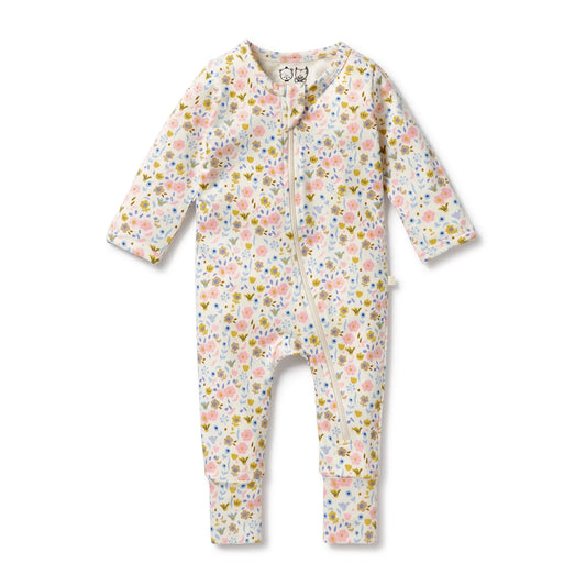 Wilson & Frenchy Ava Floral Organic Zipsuit with Feet