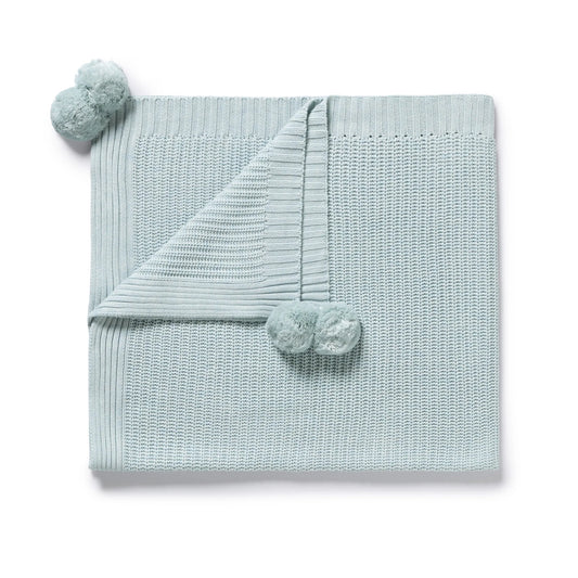 Wilson & Frenchy Organic Knitted Blanket Cloud Blue
