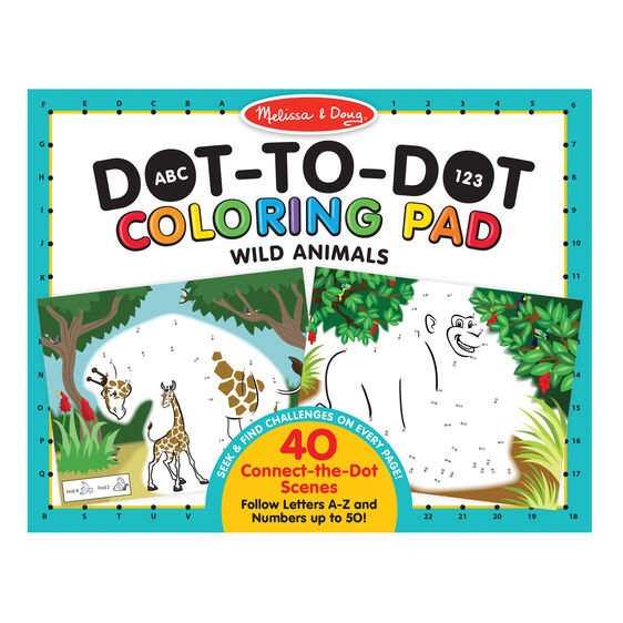 Melissa & Doug ABC 123 Dot to Dot Colouring Pad - Animals