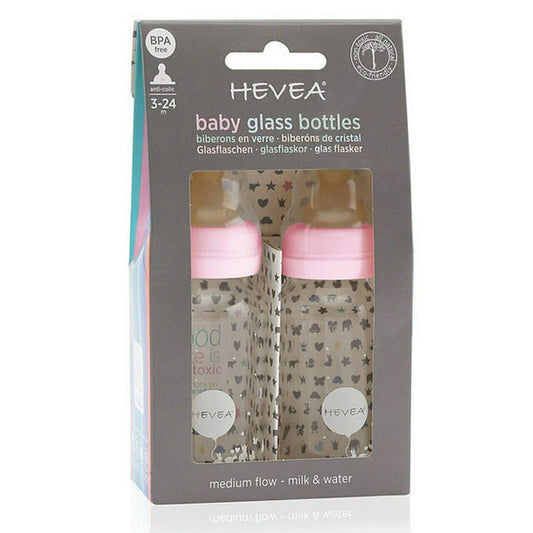 HEVEA Baby Glass Bottle 120ml 2pk