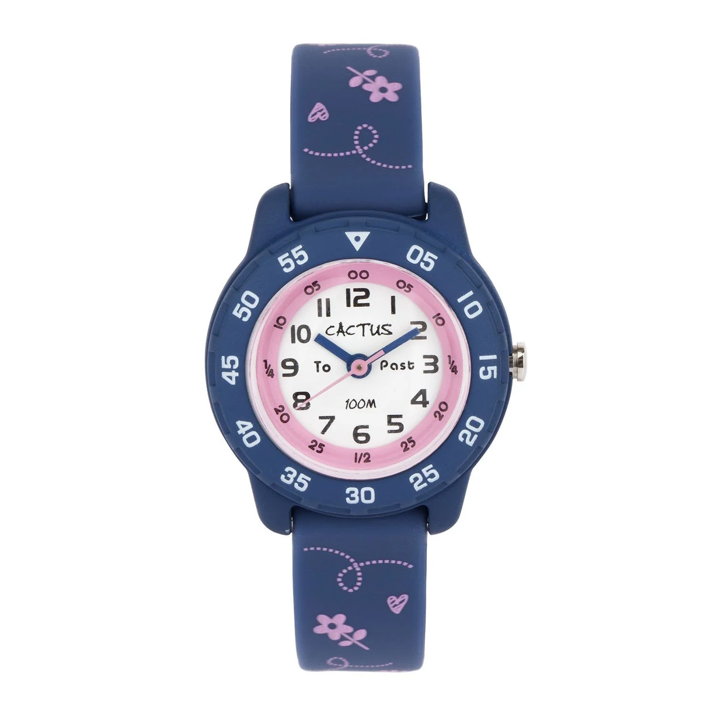Cactus Time Teacher Watch Blue and Pink Flowers