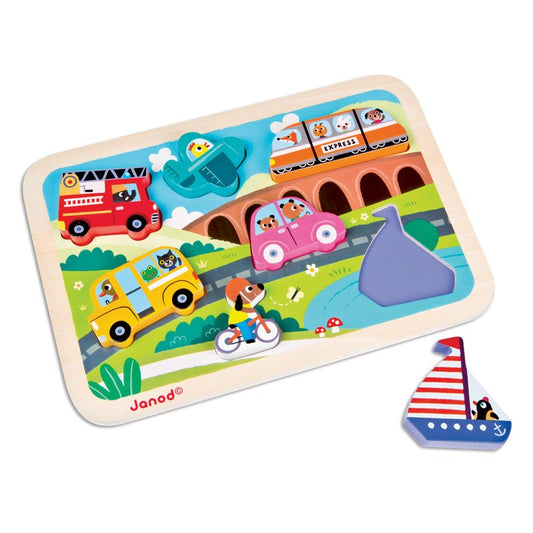 Janod Vehicles Chunky Wooden Puzzle