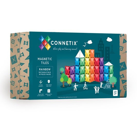 Connetix Magnetic Building Tiles 18pc Rainbow Rectangle Pack