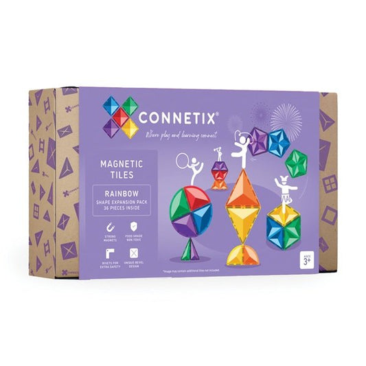 Connetix Magnetic Building Tiles 36pc Rainbow Shape Expansion Pack