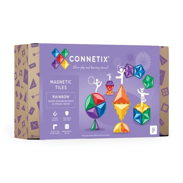 Connetix Magnetic Building Tiles 36pc Rainbow Shape Expansion Pack