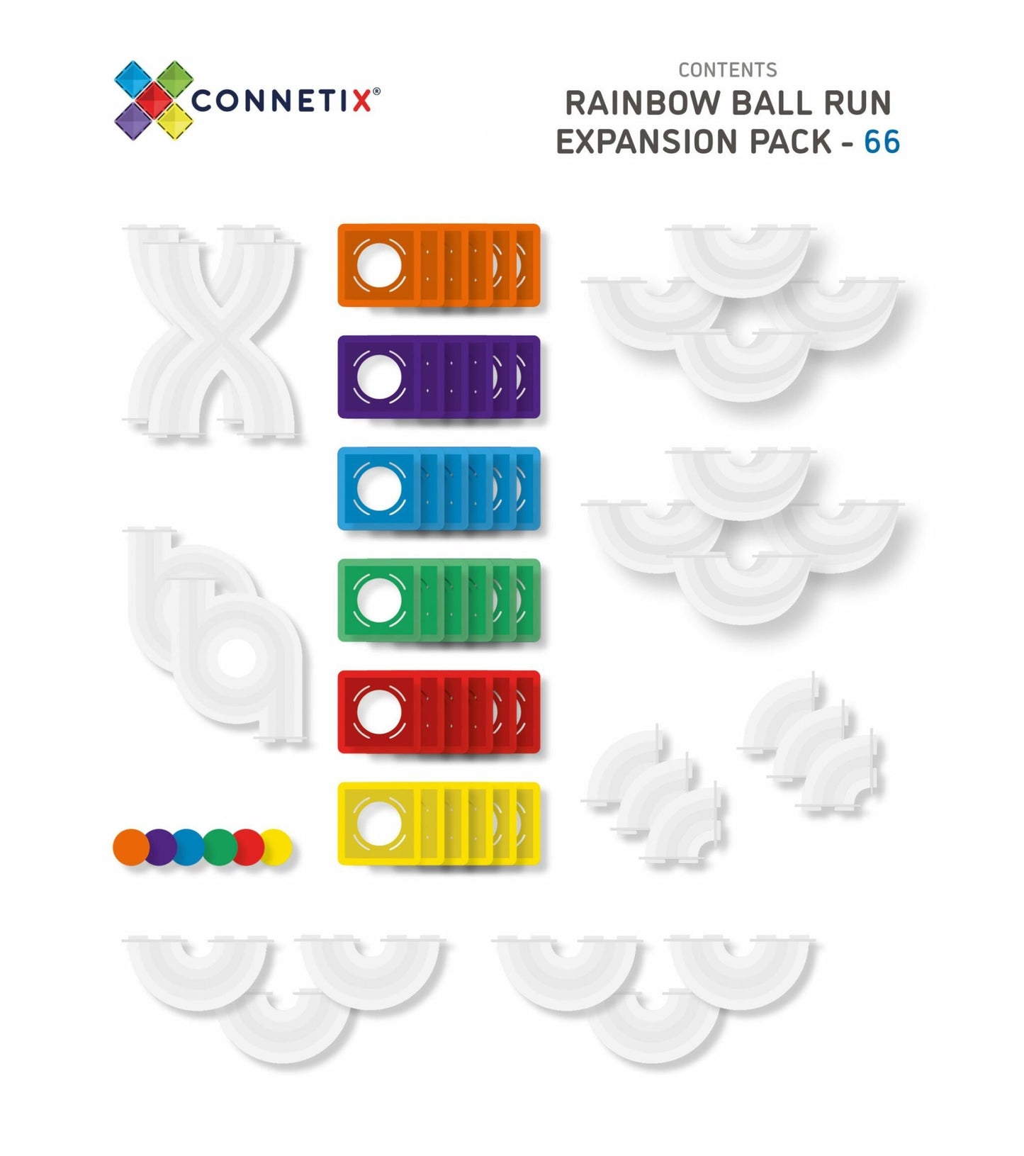 Connetix 66pc Rainbow Ball Run Extension