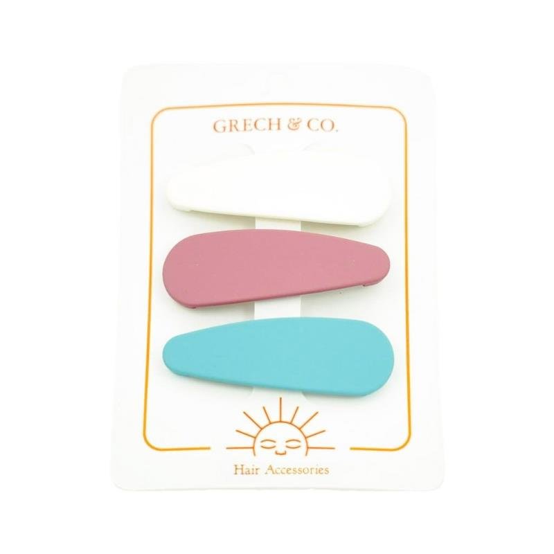 Grech & Co Matte White, Rose & Blue Hair Clips