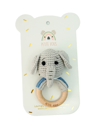 Petite Vous Crochet Ring Rattle Elephant