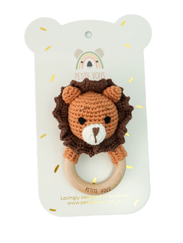 Petite Vous Crochet Ring Rattle Lion