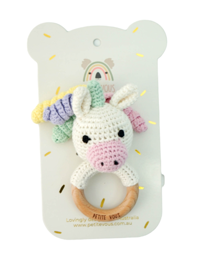 Petite Vous Crochet Ring Rattle Unicorn