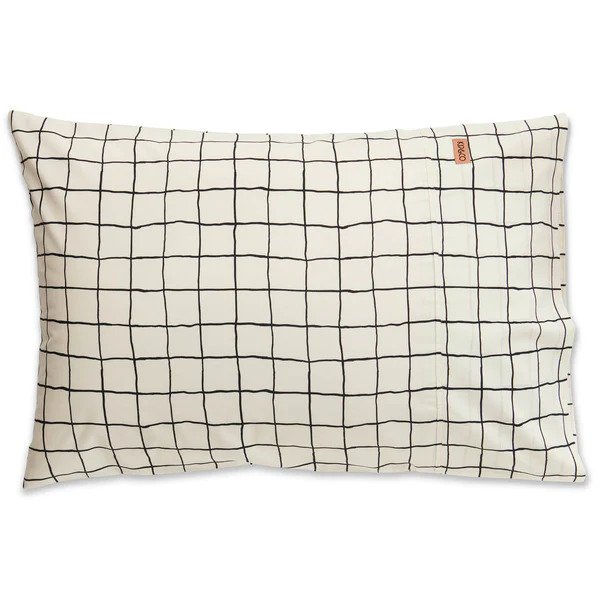 Kip & Co Check 1-2 White Black Pillowcase